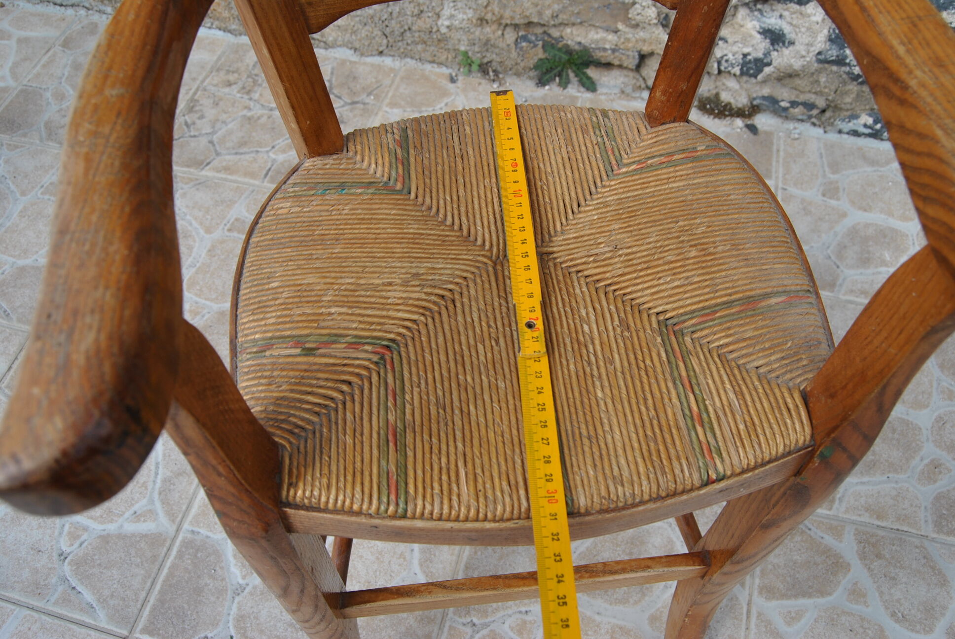 Wooden children's high chair and mulched seat