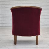 1950s, Danish armchair, original condition, furniture velour, beech wood.