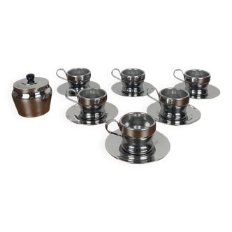 Espresso/coffee set for 6 people in stainless steel, Jolly, Italy