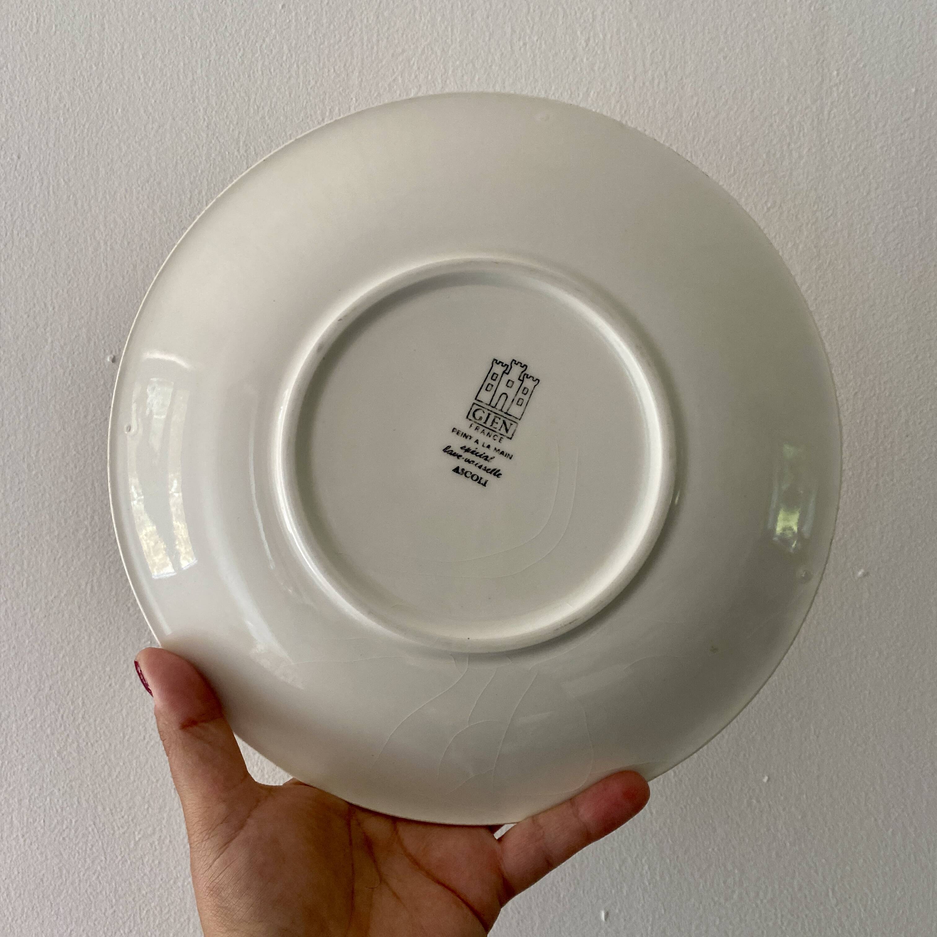 Set of 10 vintage flat plates - Arcoli de Gien model -
