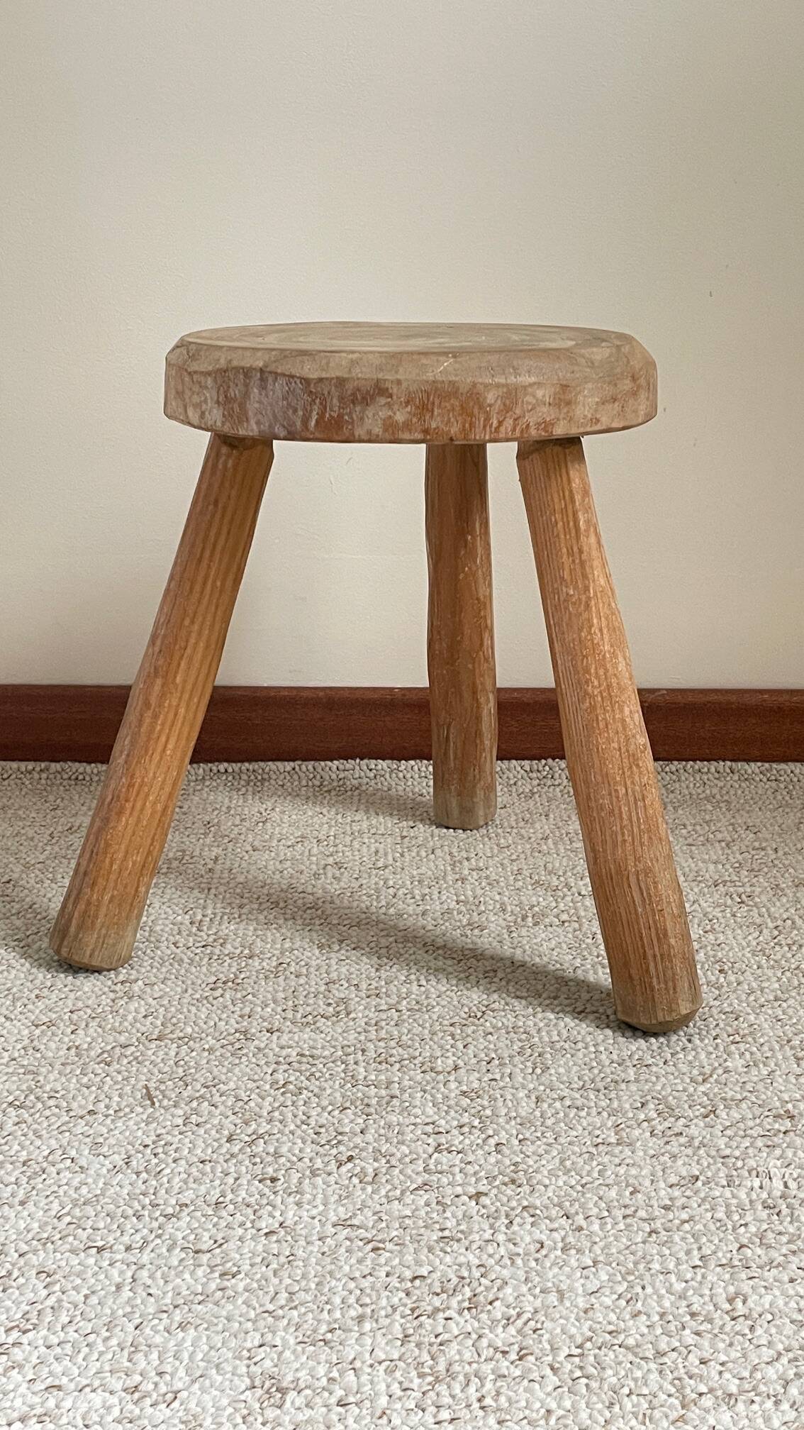 Vintage Solid Wood Tripod Stool