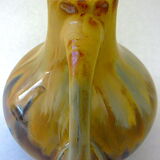 Vase with enamelled polychrome sandstone vase with crystallization glaze