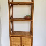 VINTAGE Bamboo Wicker Shelf