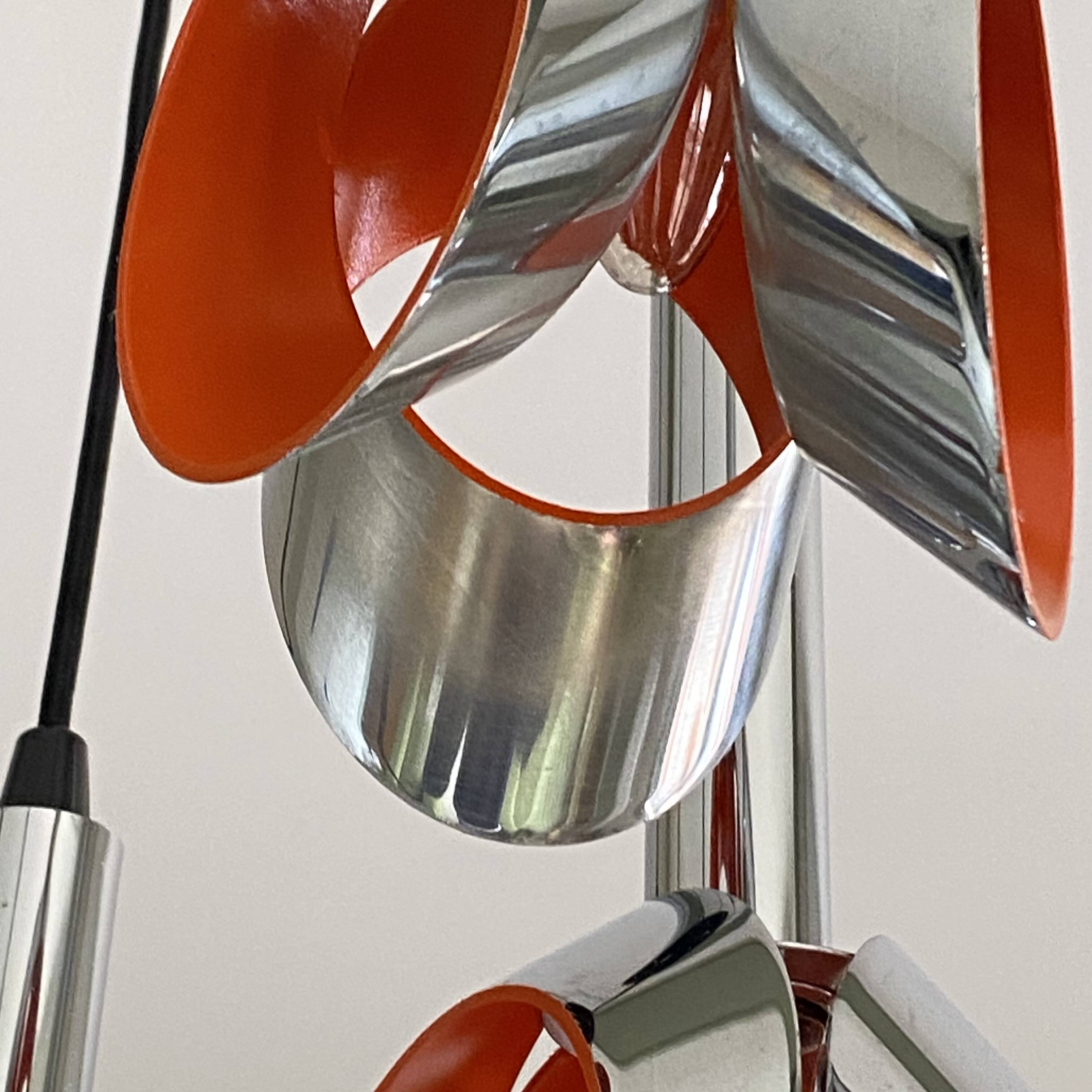 Suspension cascade en acier inox lustre 1970 Raak