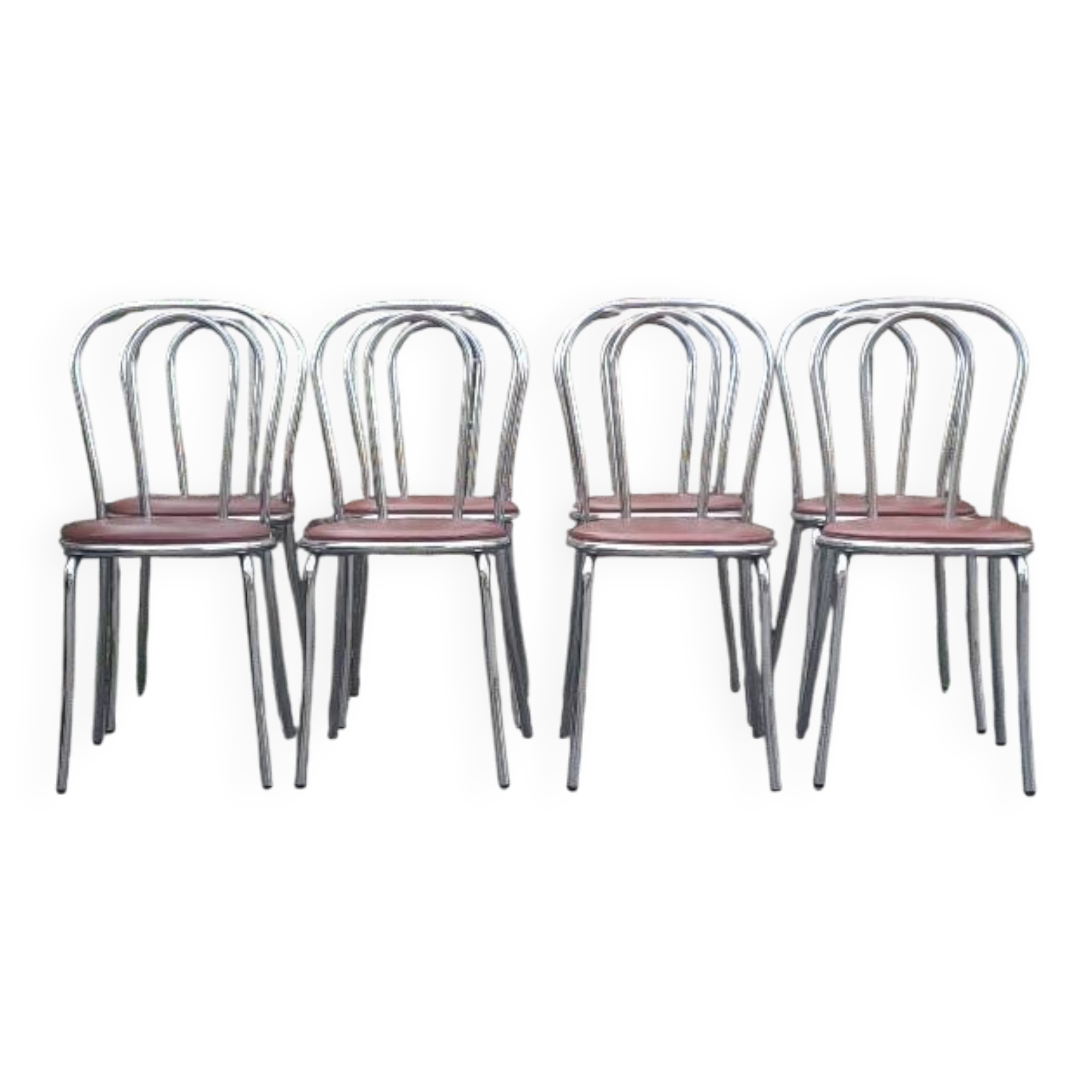8 vintage chrome bistro chairs