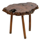 Vintage Rustic Side Table Root Wood Tree Trunk Tripod Coffee Table