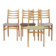 Ensemble de 4 chaises de salle à manger vintage années 1970 Allemagne, chaises en bois de hêtre, restaurées