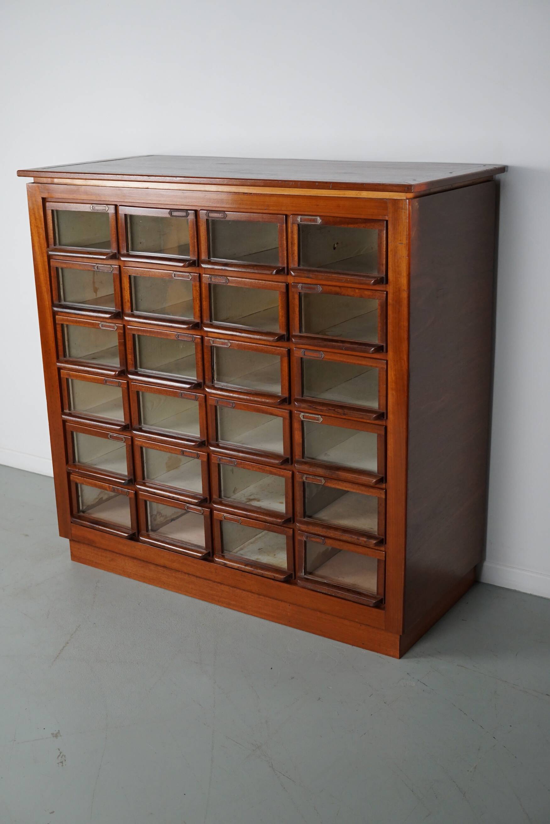 Vintage Dutch Hardwood Haberdashery Shop Cabinet, 1930s