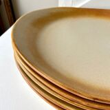 Set of 5 enamelled sandstone plates