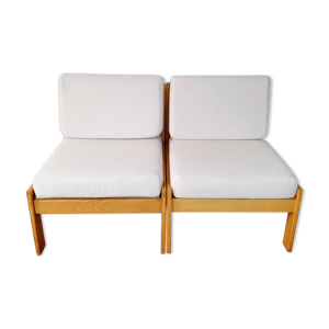 Paire de chauffeuses bois et tissu