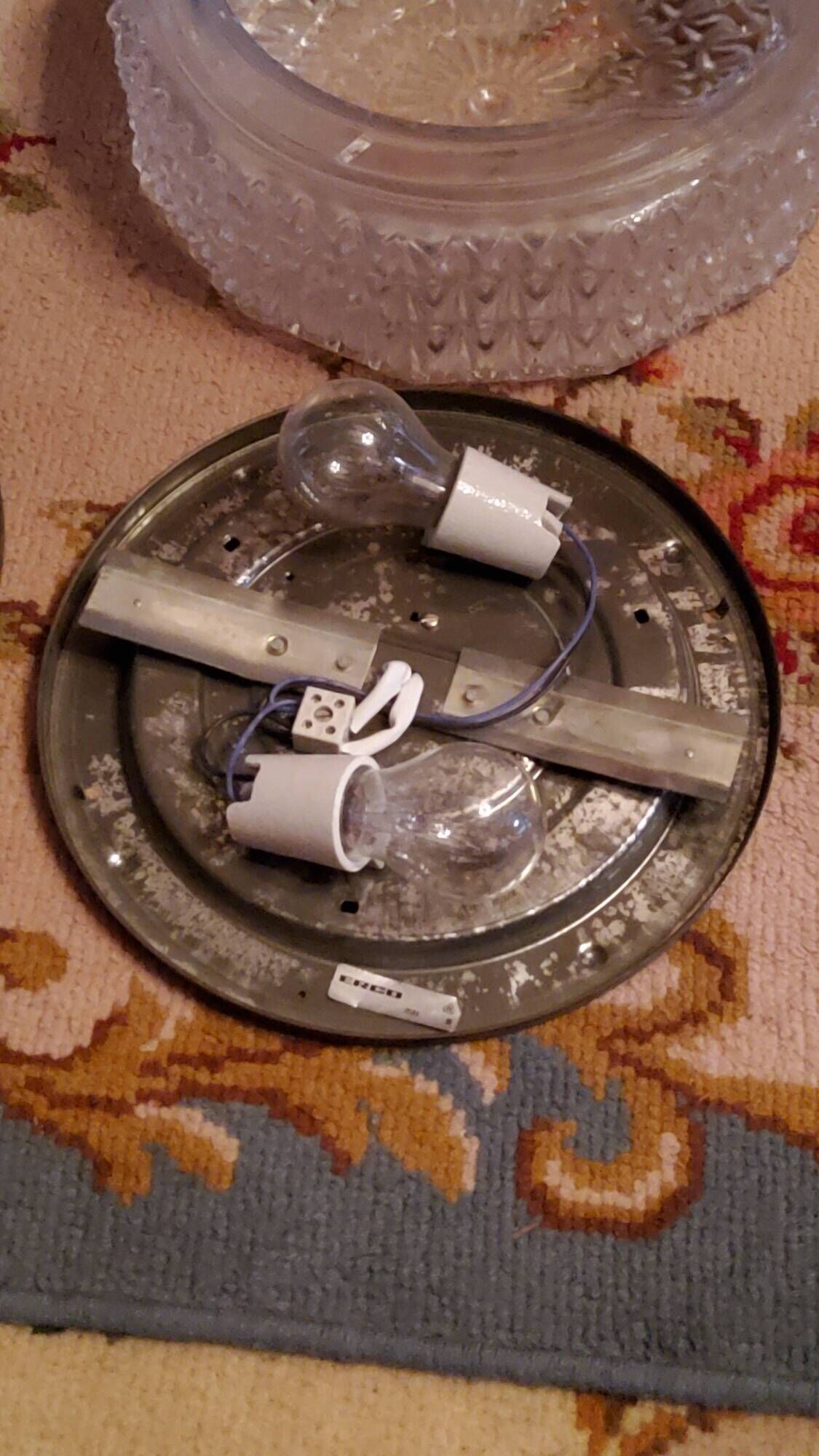 Set of 2 Erco ceiling lights from the 60s in diamond-tipped glass Diameter 35cm