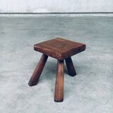 Small Tripod Oak Side Table / Stool, Belgium, 1950s