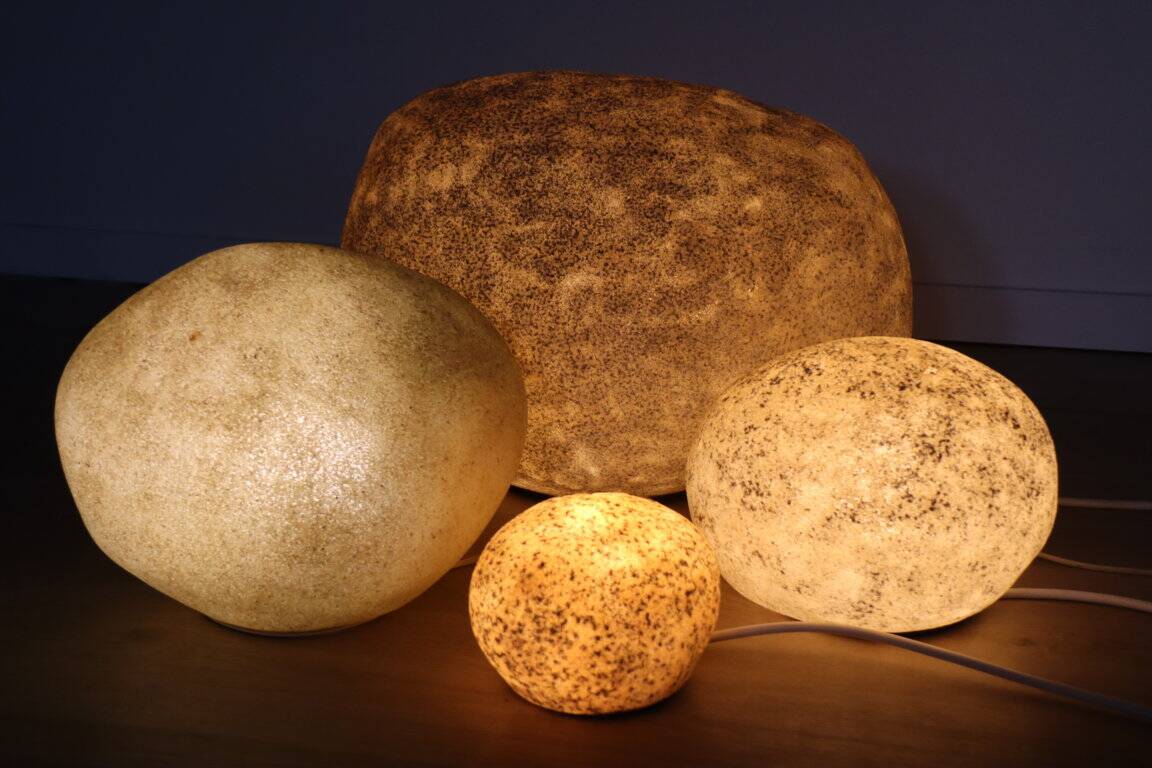 Set of 4 “Dora” model rock lamps by André Cazenave for Atelier A, 1960