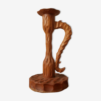 Hand-carved wooden candle holder Scandinavian country style decoration handmade