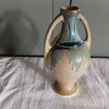 Ancien vase amphore en grès émaillé flammé