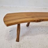 Banc en tronc d'arbre en bois, France 1960