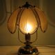 Brass table lamp with smoked glass panels, Belgium 1970