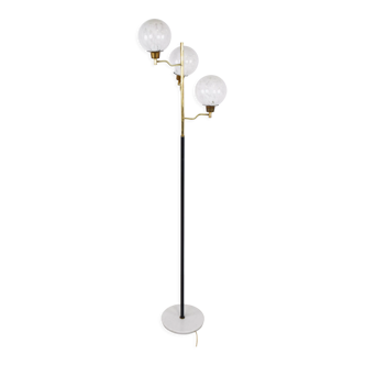 Vintage brass and glass floor lamp, 1970s, Italy