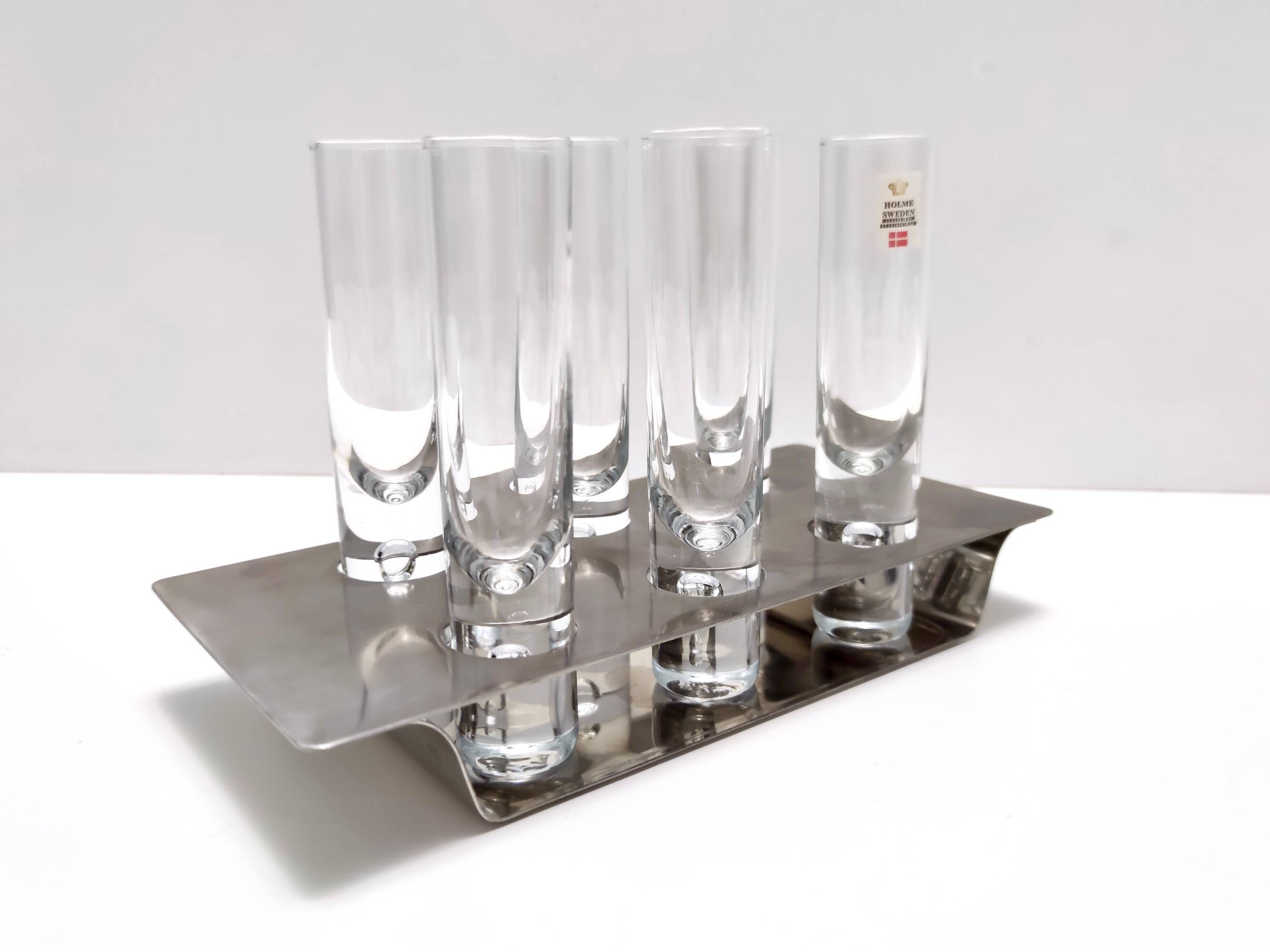 Ensemble de boissons à liqueur en acier et en verre par Holme Sweden