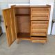 Wardrobe cabinet and drawers in oak and rattan feet compass Vintage year 60