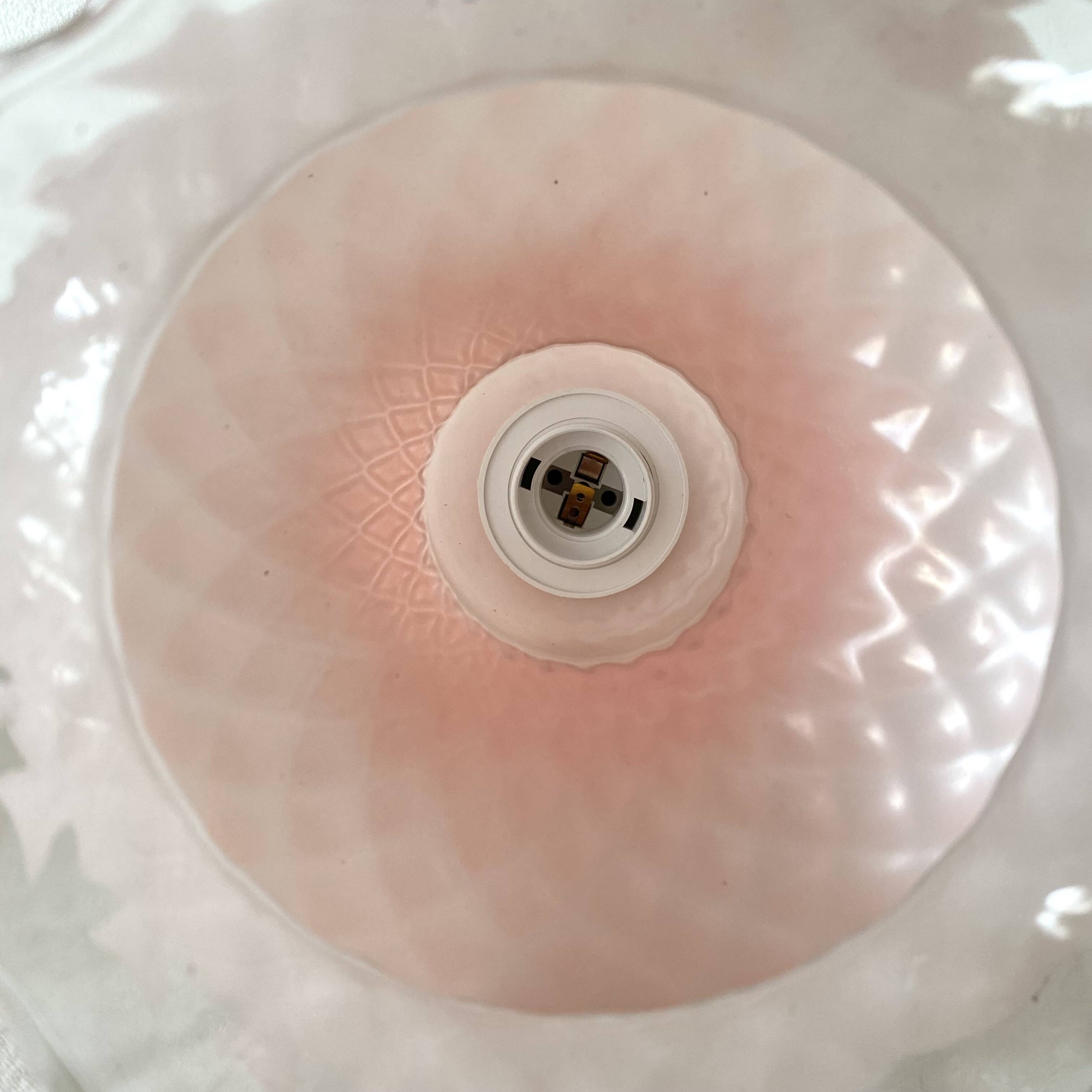 Pink and white opaline pendant lights