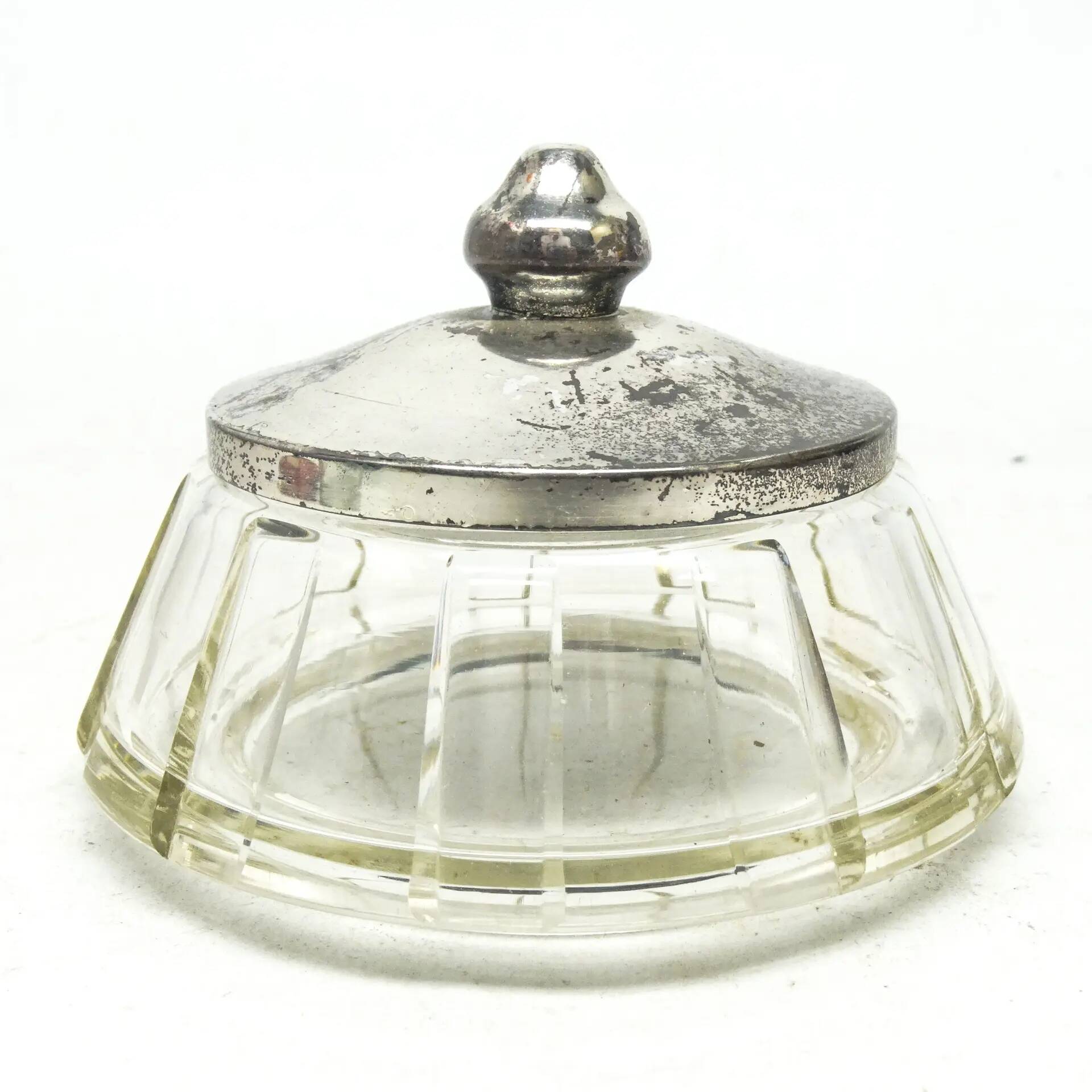Art Deco bonbonniere, crystal, silver-plated brass, Sweden, 1930s