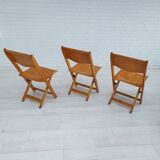 Paire de 3 chaises des années 60, design danois, pliantes, contreplaqué
