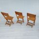 Paire de 3 chaises des années 60, design danois, pliantes, contreplaqué