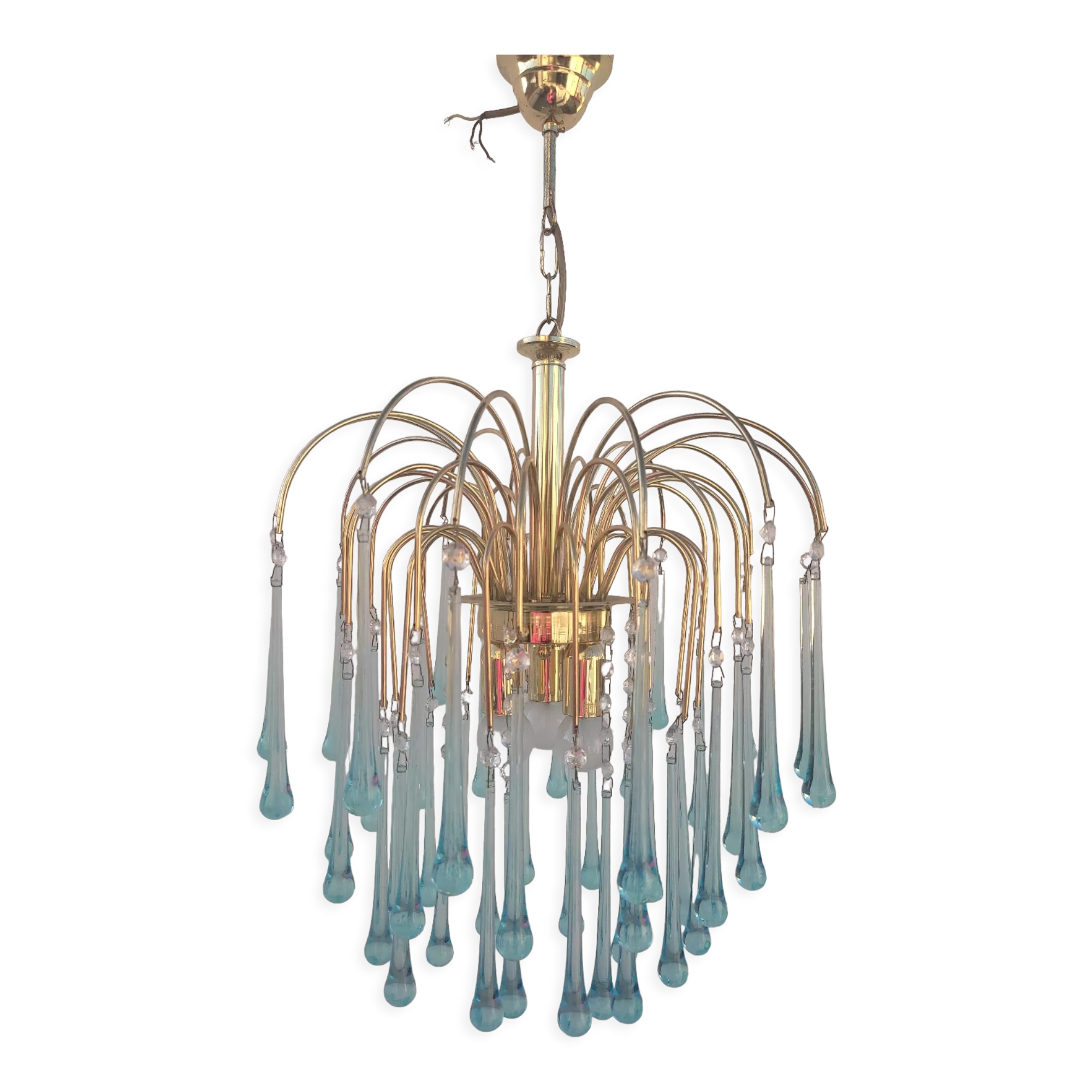 Blue drop tassel chandelier