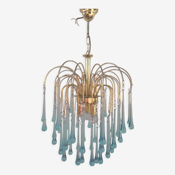 Blue drop tassel chandelier