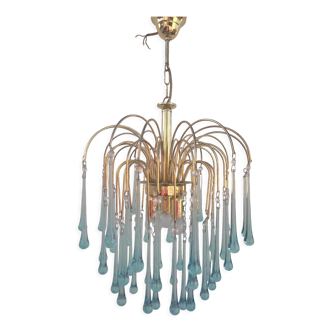 Blue drop tassel chandelier