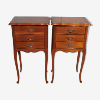 Pair of bedside Louis XV in solid cherry
