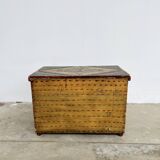 Coffre Populaire Peint Vintage Pin Massif – Art Folk Alsacien