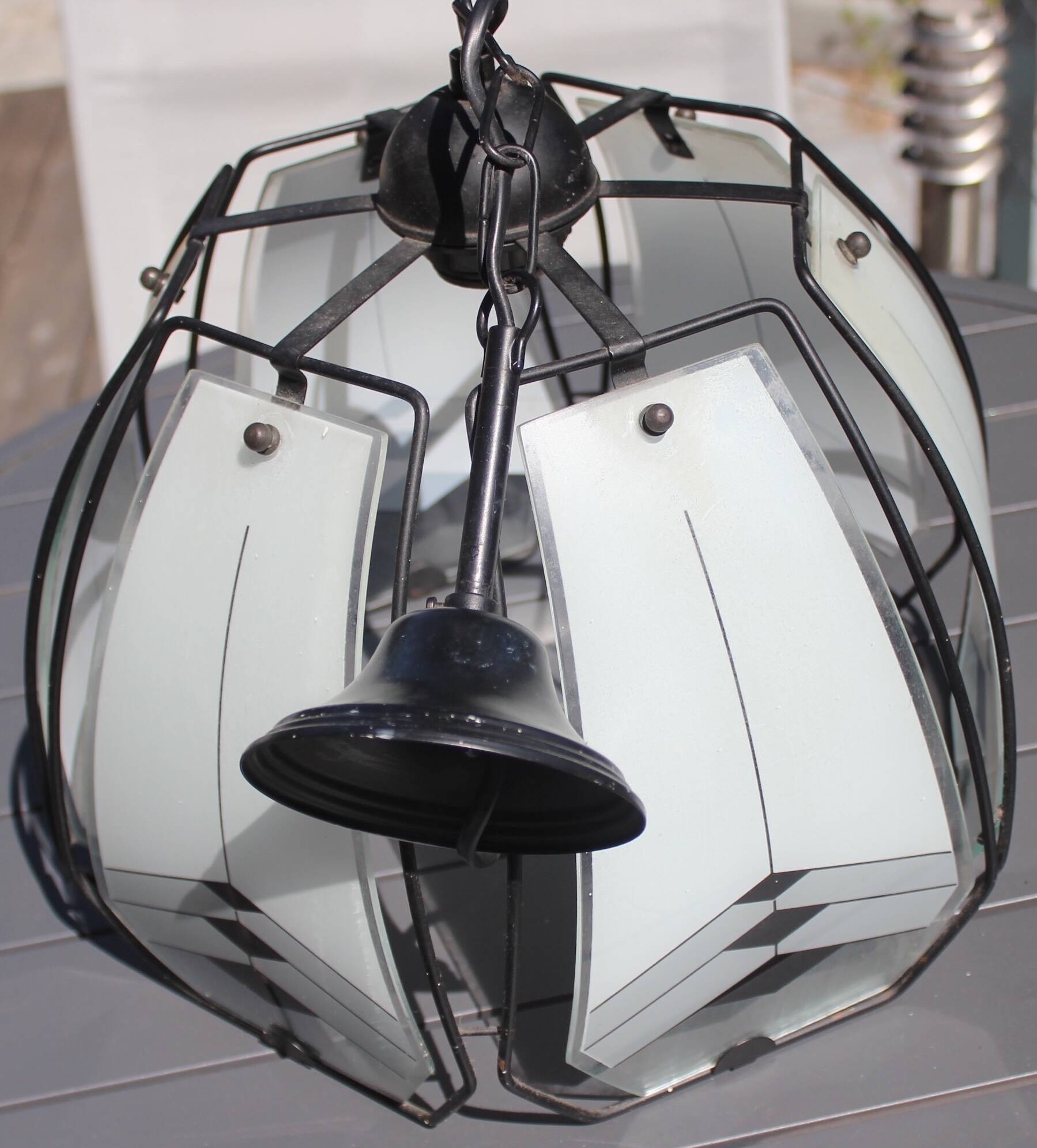 50s design metal and glass tulip ceiling light