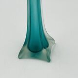 Turquoise glass soliflore in Murano style, Eiffel Tower shape.