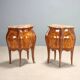 Antique baroque bedside tables in walnut and marble, Italy, 20th century.