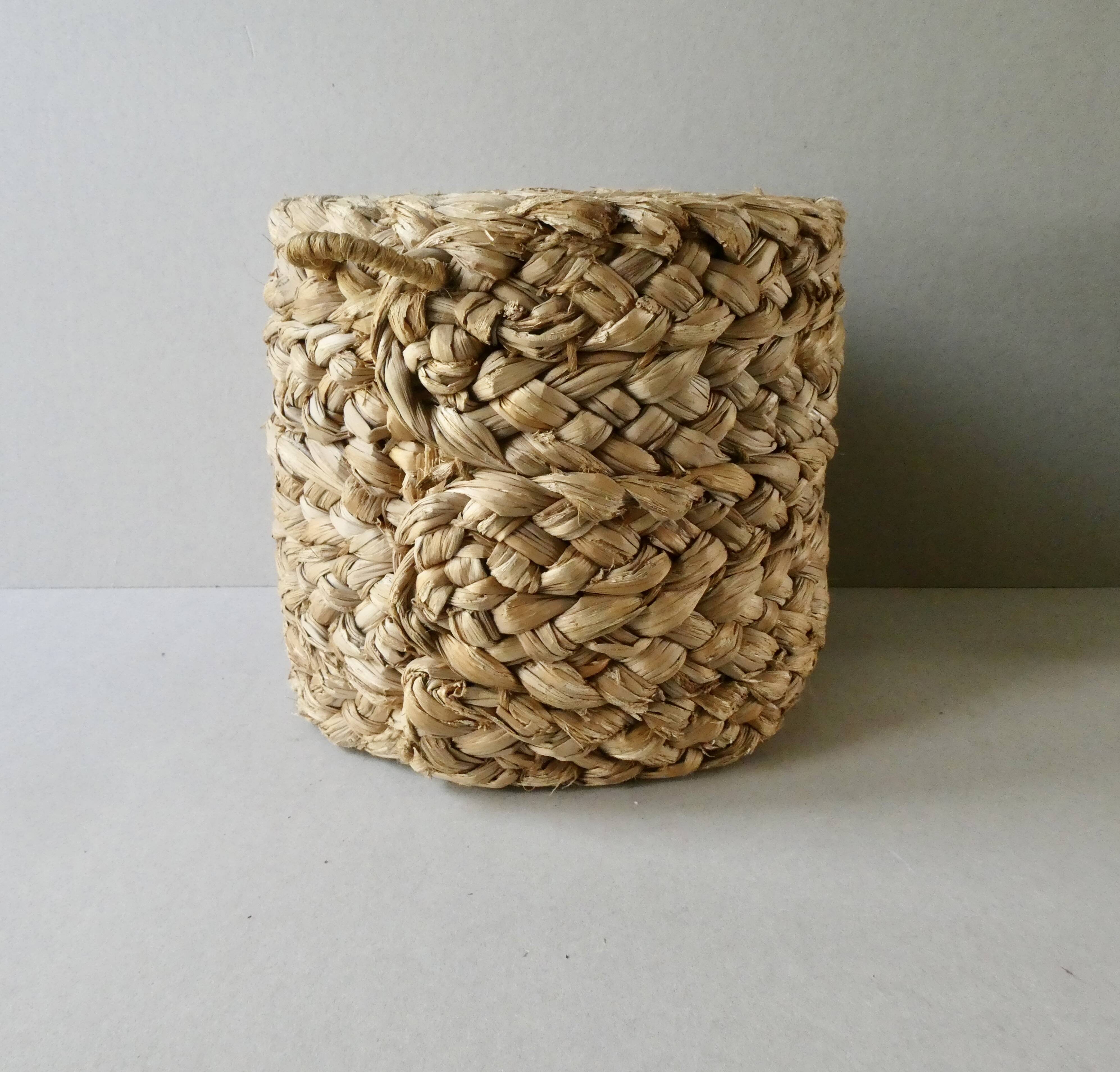 Braided rope pouffe stool, 60s-70s