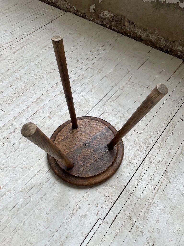 French tripod oak stool 50