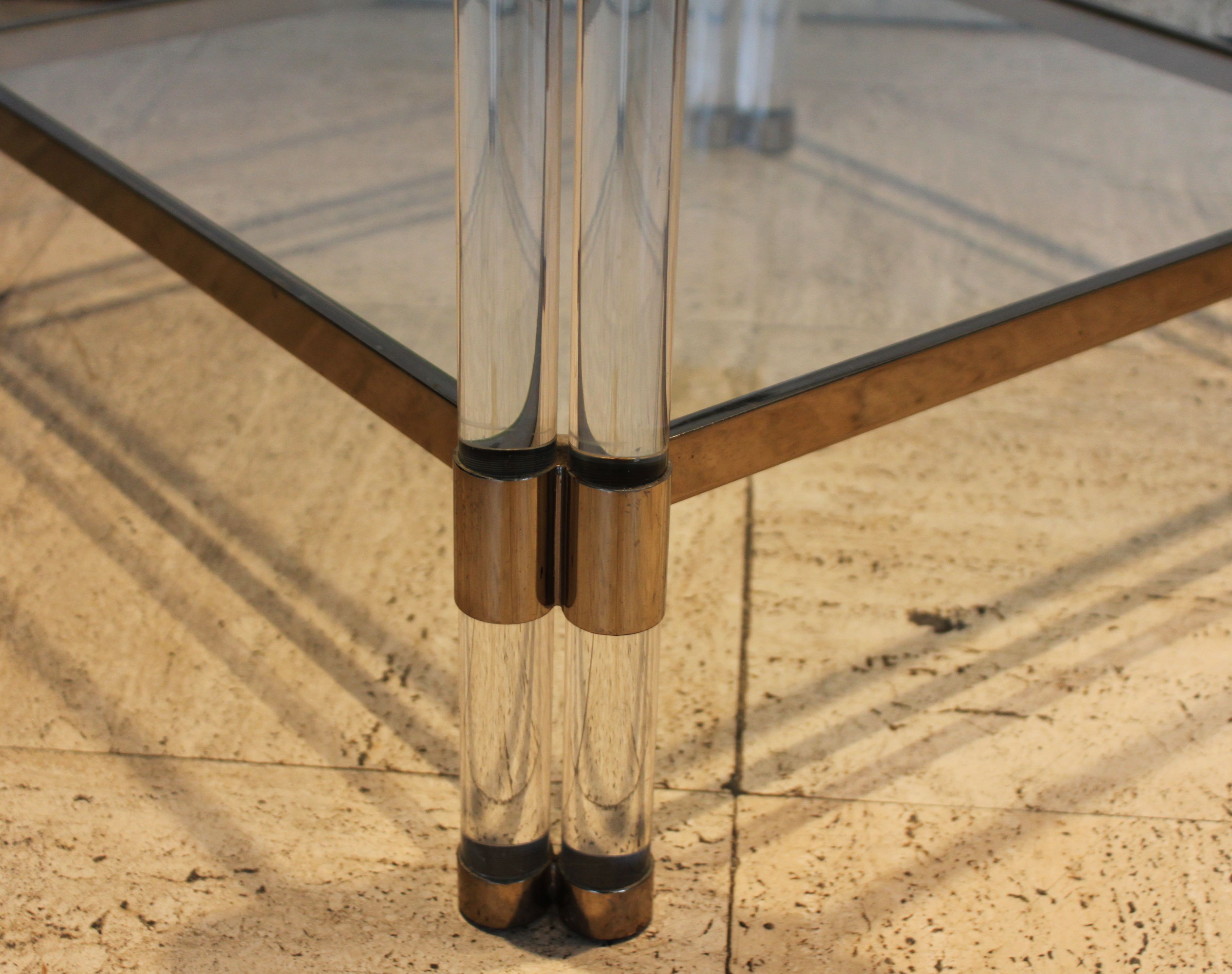 Table d'appoint carré chrome et plexiglass 70's