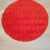Round carpet in red moumoute style pelfran diameter 130cm vintage