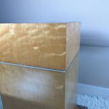 Table basse design années 80 bois, verre, granit