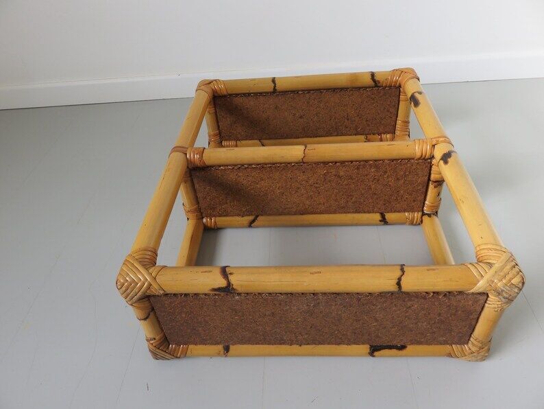 Rattan canning shelf, bamboo 60s 70s