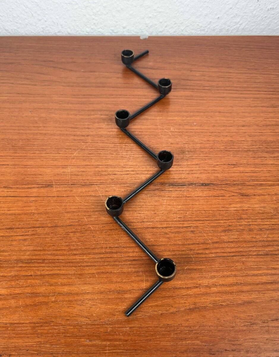 Mid-century Danish minimalist metal candlestick from the 1960s.