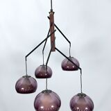 Rare Large Vintage brass and plexiglass chandelier by Lampter Milano, Italy 1950s