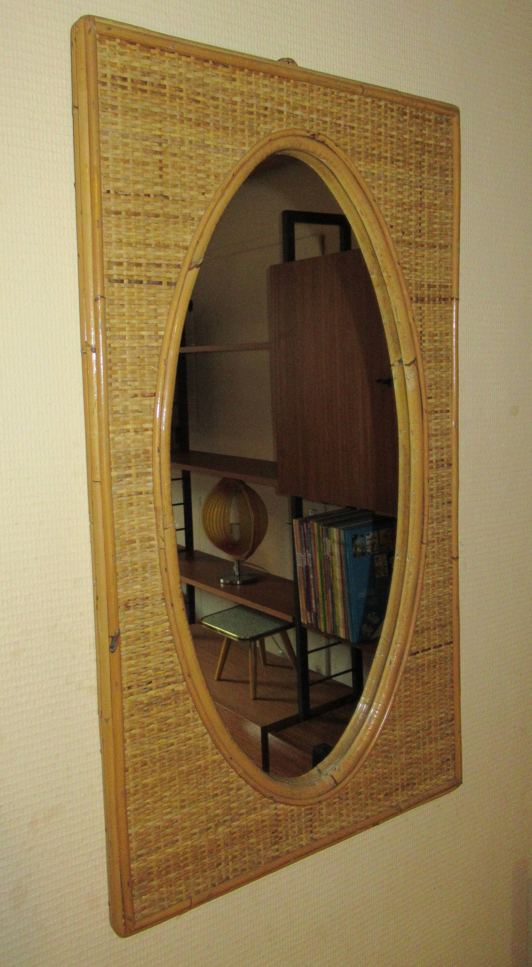 mirror rattan 60s 57x28cm