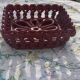 Fruit bowl in red slip, square shape, enamelled ceramic, old
