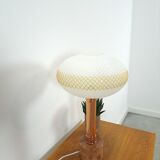 Vintage table lamp marble base with copper and milk glass shade