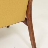 Vintage Scandinavian style yellow retro velvet armchair 1960s