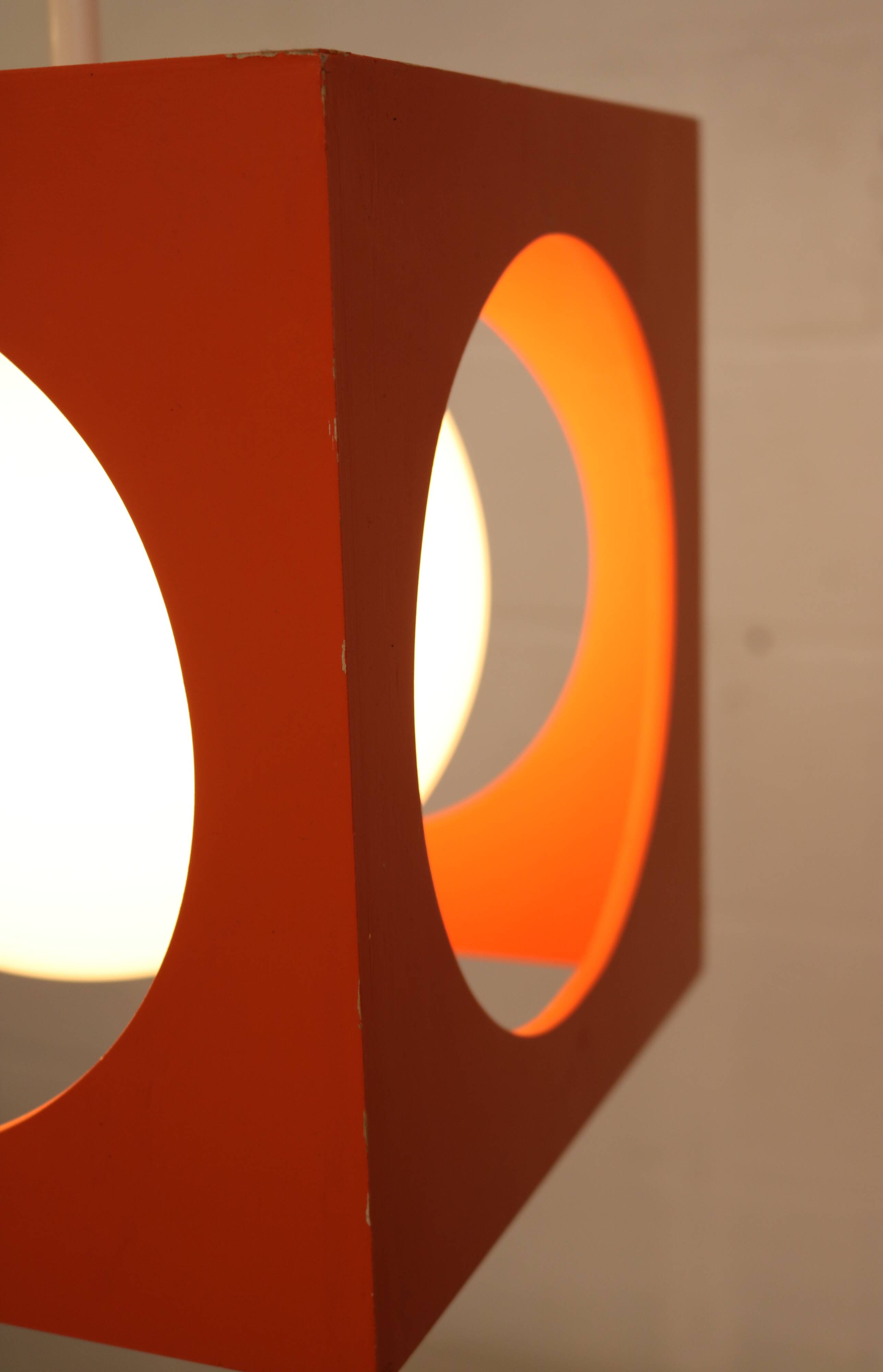 Orange Poker Dice Pendant Lamp - 1970s Space Age Lighting