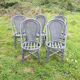 5 old rattan & gray cane chairs